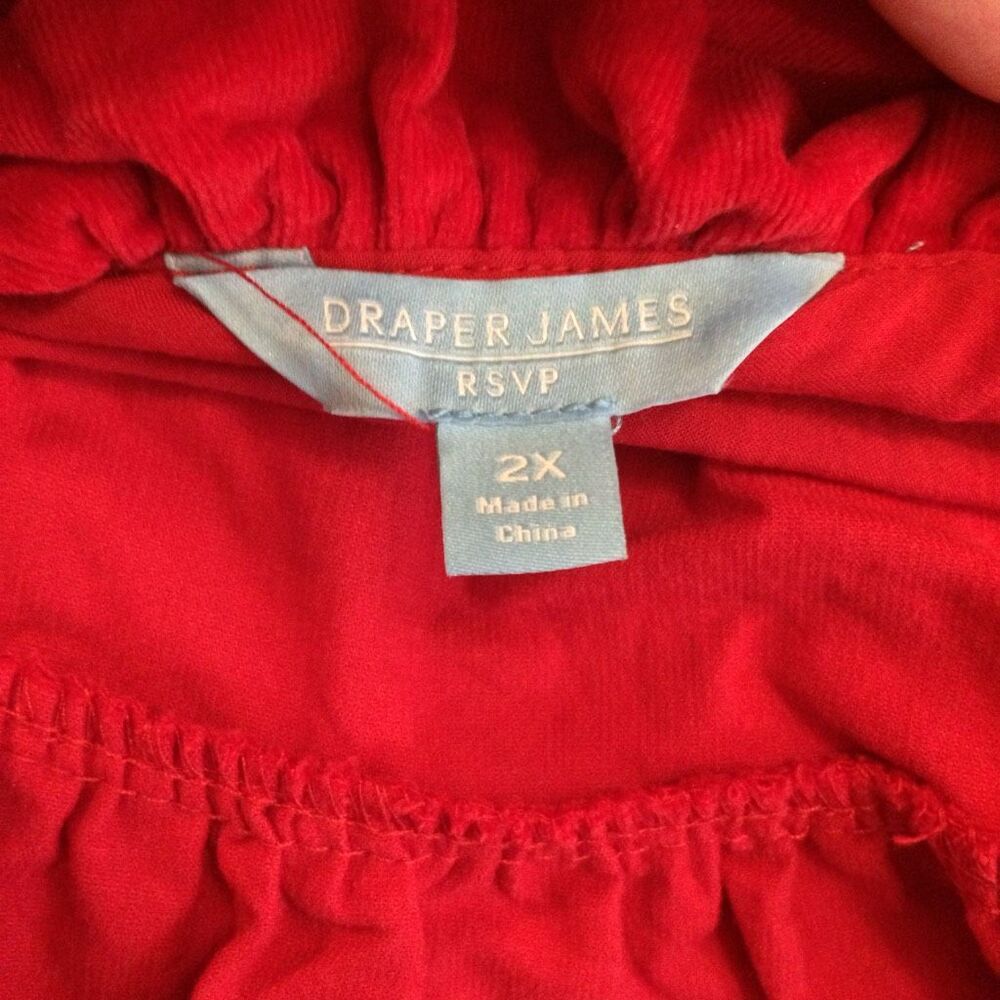 Draper James Red tiered a line dress 2x with tie velvety corduroy - Picture 9 of 12